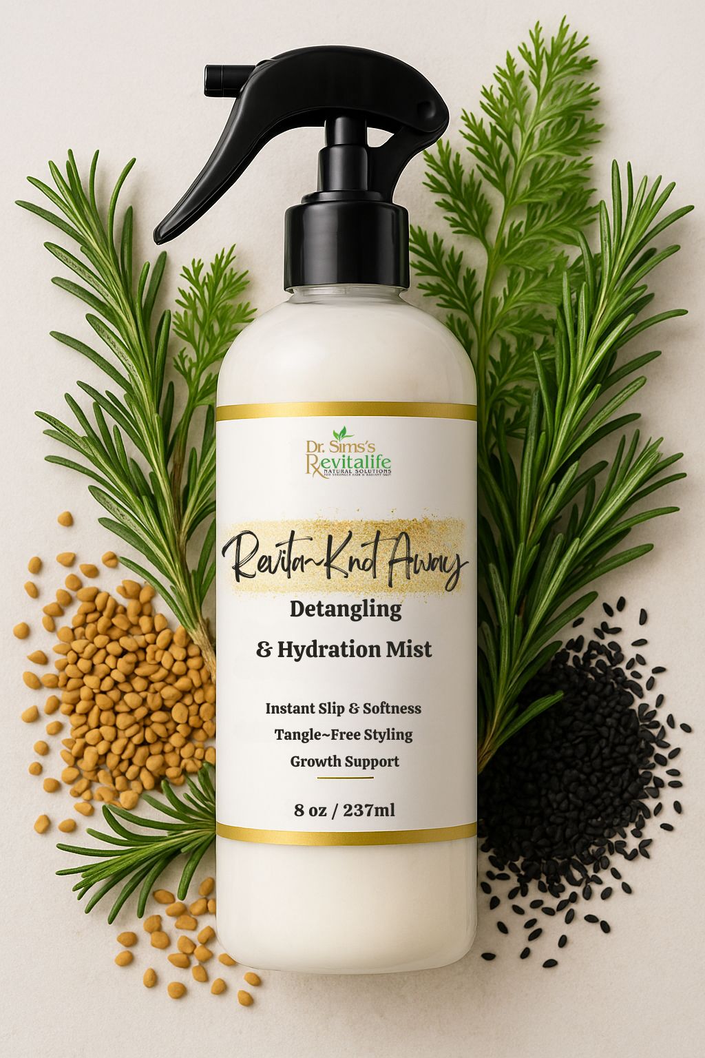 Dr. Sims’s Revita~Knot Away – Ayurvedic Daily Detangle & Hydration Spray